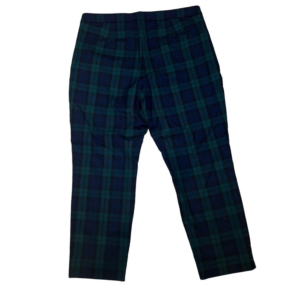 J Crew Martie Pant Women SZ 12 Blackwatch Plaid Zip Pockets Ankle Slits Slim Fit